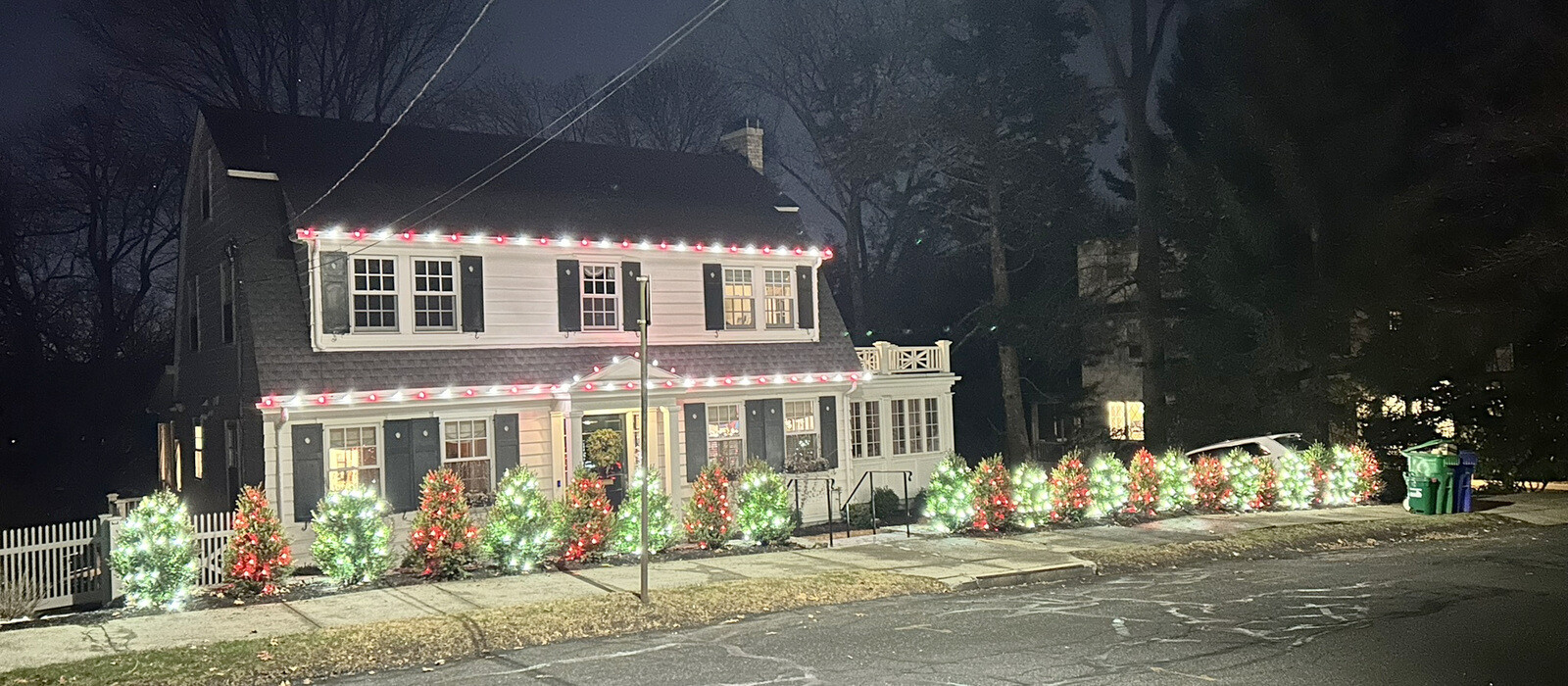 Festive home at night ready for the holidays